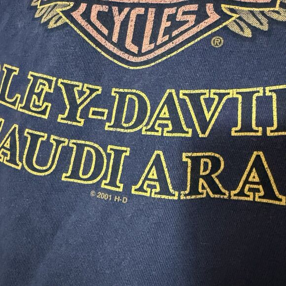 Vintage Harley Davidson T-Shirt XL Saudi Arabia Long Sleeve 2001 Navy Blue USA - Picture 4 of 8